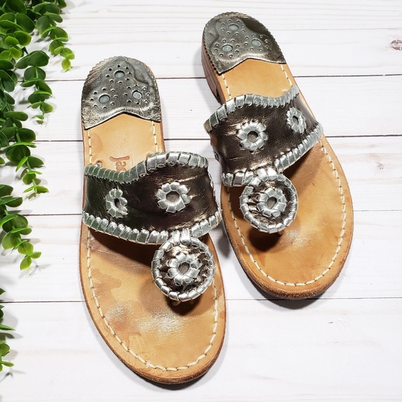 Jack Rogers Shoes - Jack Rogers Navajo Bronze Silver Jacks Flat Sandal